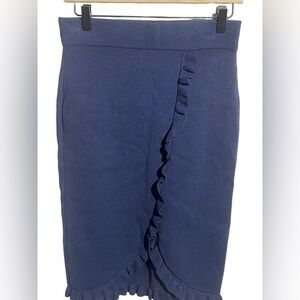 Ann Taylor women’s navy blue ruffle knit pencil skirt size small